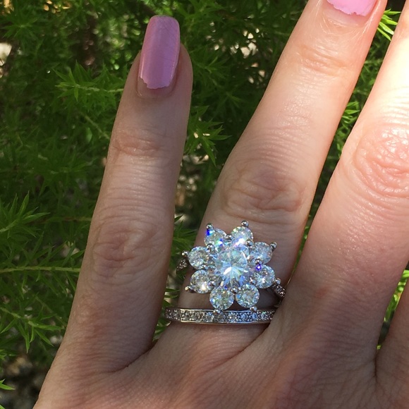 14k white gold ring band set diamond wedding - Picture 5 of 8